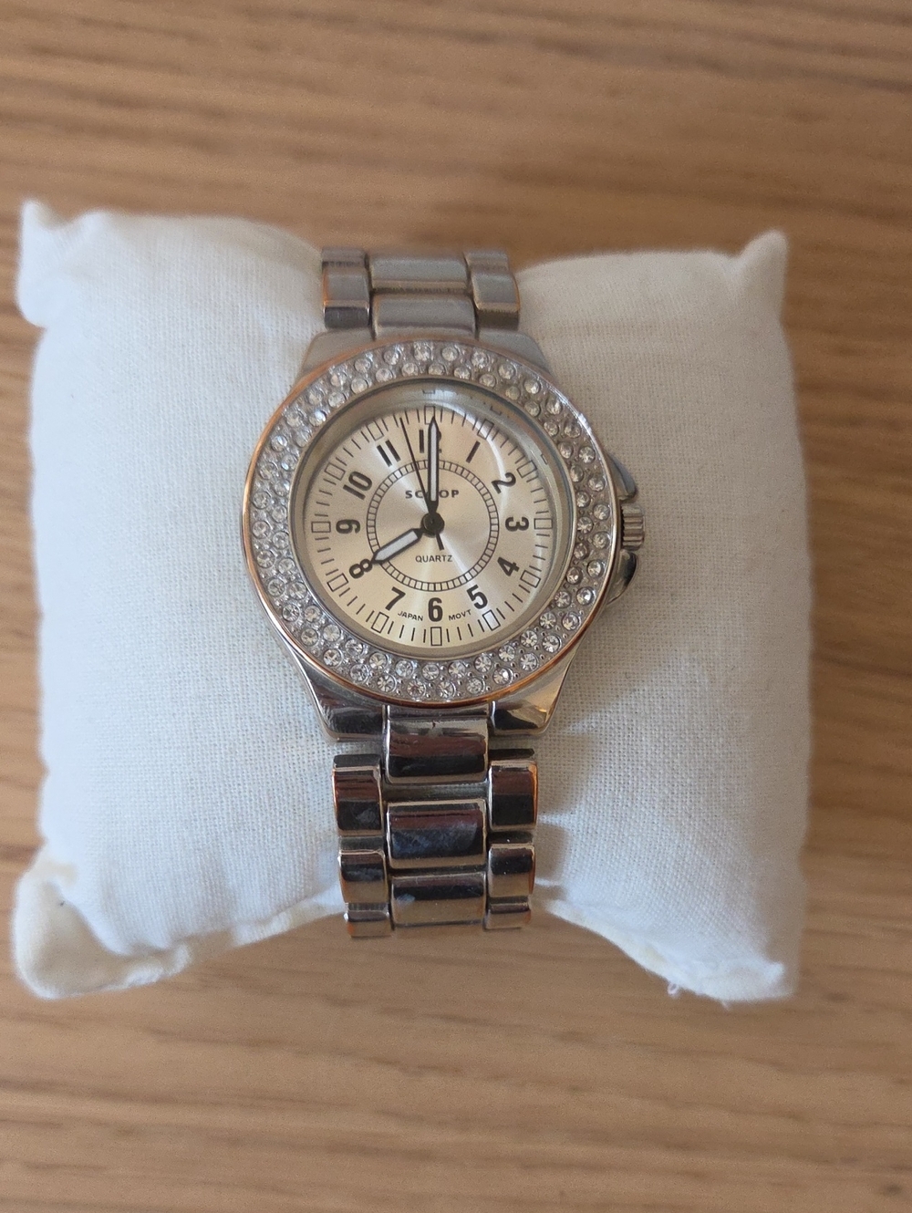 Scoop Quartz Stainless Steel Crystal Accent Women's Watch